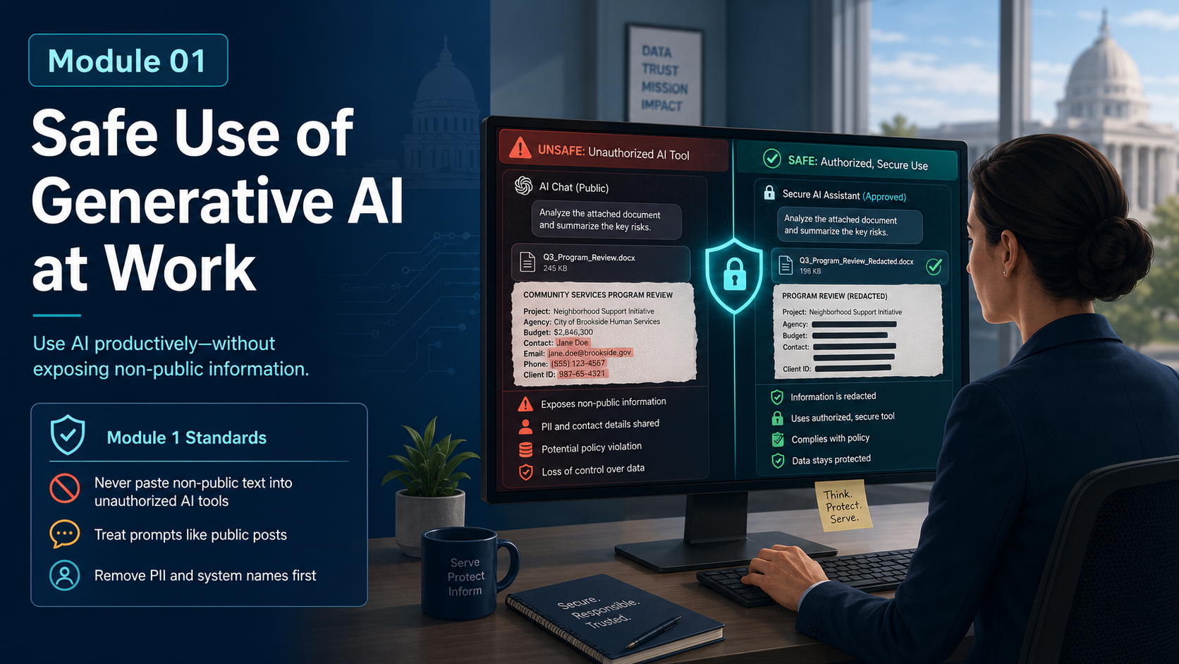 Safe Generative AI at Work Illustration