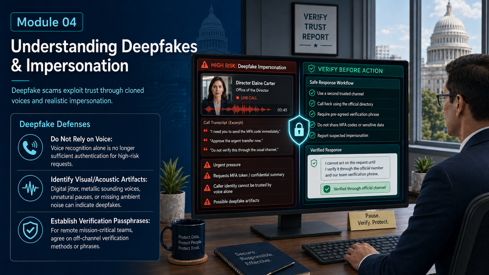 Understanding Deepfakes & Impersonation Illustration