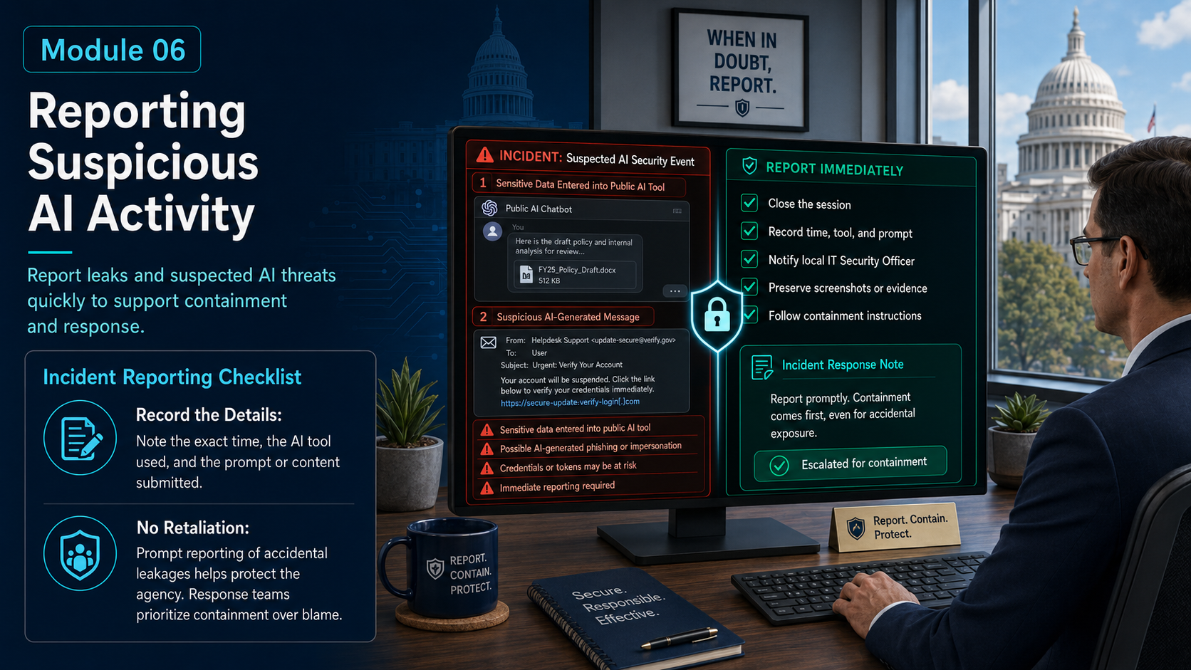 Reporting Suspicious AI Activity Illustration